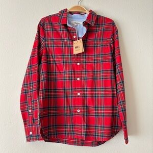 Mini Boden Red Plaid Button Down Shirt